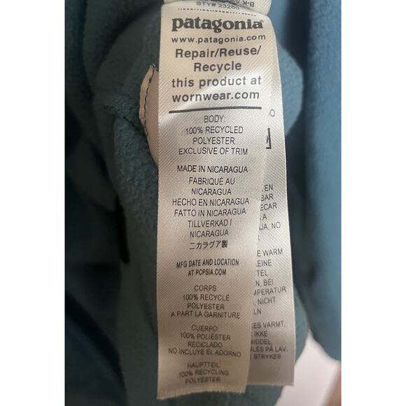 Patagonia Micro D Fleece Full Zip Hoodie Women’s Sz Medium Wetland Blue - Picture 11 of 11